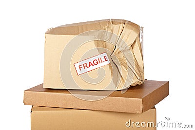 Damaged cardboard box Stock Photo