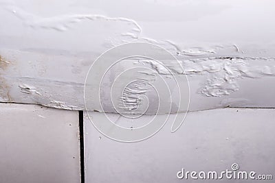 Damaged ceiling from water leak Stock Photo