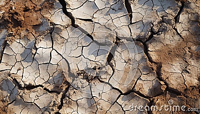 Damaged, eroded land dry, barren, dead nature Extreme environmental damage generated by AI Stock Photo