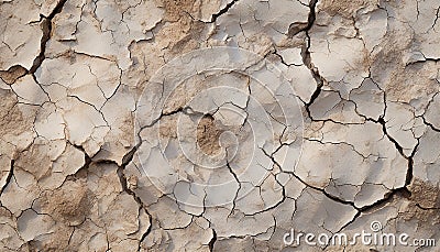 Damaged, eroded, rusty rock wall in arid climate generated by AI Stock Photo