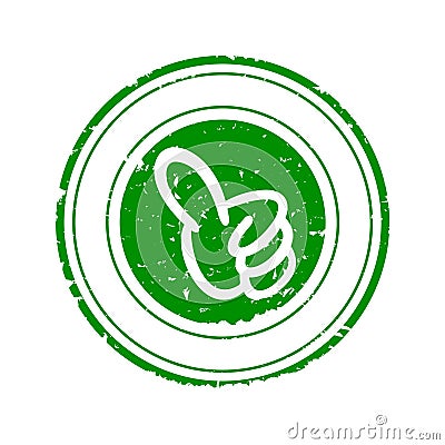 Damaged Green round seal with his thumb up - vector Vector Illustration