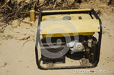 Damaged and old electric generator dynamo electrical motor Stock Photo