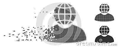 Damaged Pixel Halftone Global Politician Icon Vector Illustration