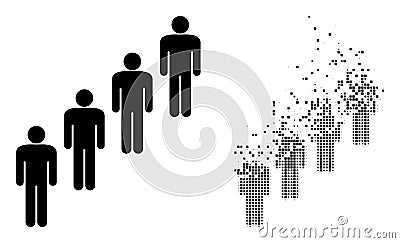 Damaged Pixel and Original People Queue Icon Vector Illustration