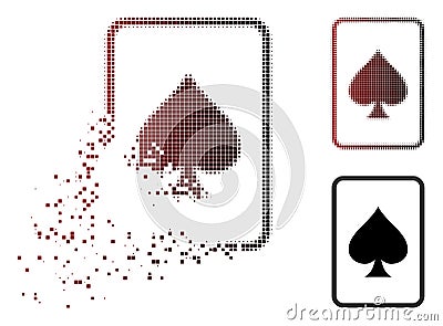 Damaged Pixelated Halftone Spades Gambling Card Icon Vector Illustration