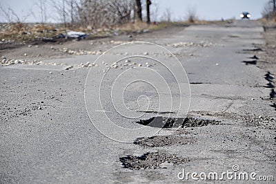 Damaged road Stock Photo