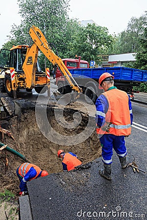 Damaged road Editorial Stock Photo