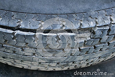 Damaged tire Stock Photo