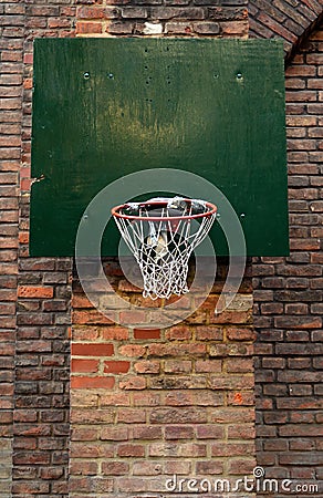 Damaged Urban Basketball Net Stock Photo