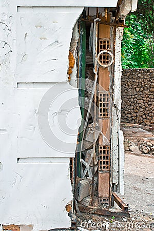 Damaged wall Stock Photo