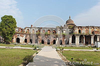 Damaged wall of Rajnagar palace complex Rajnagar, Bihar, Stock Photo