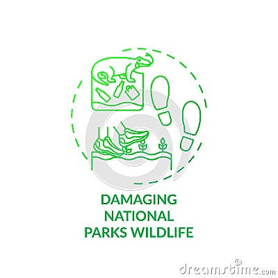 Damaging national parks wildlife concept icon Vector Illustration