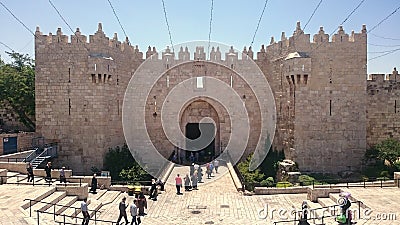 Damascus Gate Frontal View - Jerusalem Editorial Stock Photo