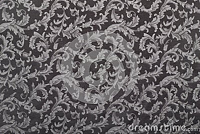 Damask, black fabric texture background Stock Photo