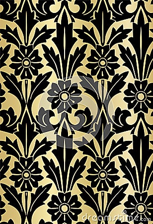 Damask design luxury seamless pattern flowery gold Stock Photo