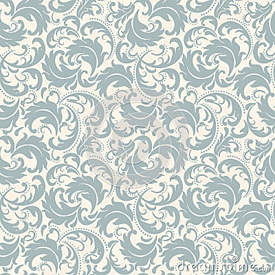 Damask seamless pattern background. Classical luxury old fashioned damask ornament, royal victorian seamless texture. Vector Illustration