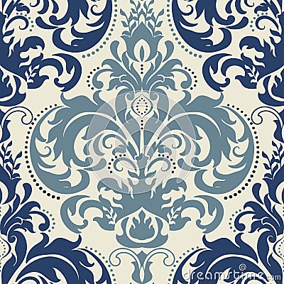 Damask seamless pattern background. Classical luxury old fashioned damask ornament, royal victorian seamless texture. Vector Illustration