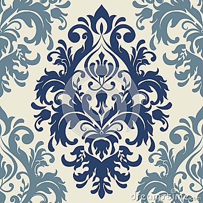 Damask seamless pattern background. Classical luxury old fashioned damask ornament, royal victorian seamless texture. Vector Illustration