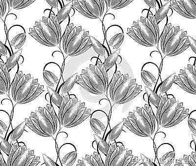 Damask seamless vector background on white Vector Illustration