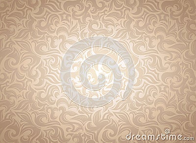 damask vintage gold background with floral elements Vector Illustration