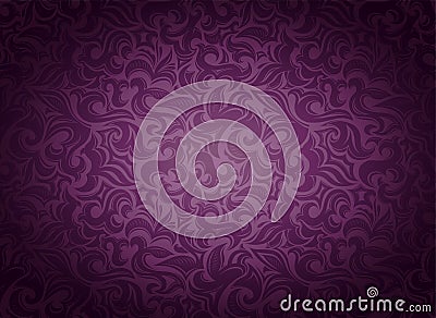 Damask vintage violet, marsala, purple background Vector Illustration