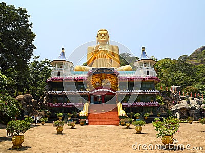 Dambula golden temple in Sri lanka Stock Photo