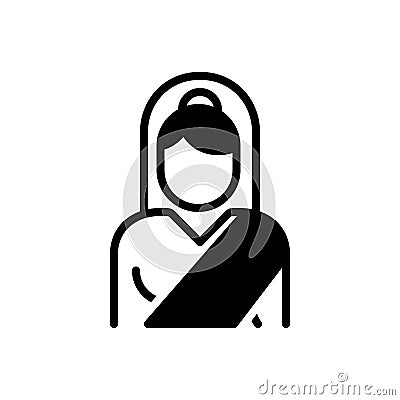 Black solid icon for Dame, female and woman Vector Illustration