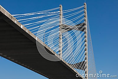 Dames Point Bridge against the clear blue skies in Jacksonville Florida Stock Photo