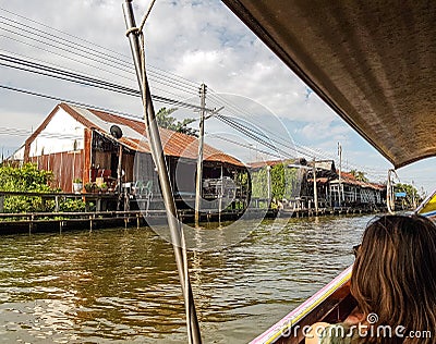 Houses along the river. Editorial Stock Photo