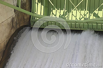 Dams are released for agriculture. Watergate and discharge. Stock Photo