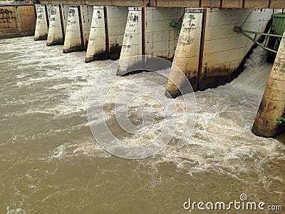 Dams and watergate. Hydroelectric dams. Stock Photo