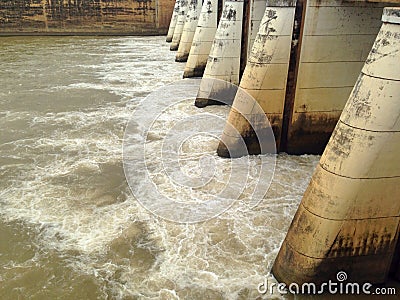 Dams and watergate. Hydroelectric dams. Stock Photo