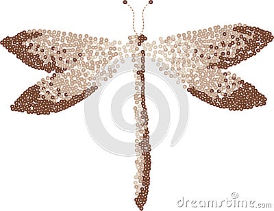 Damselfly made of glitter sequins Vector Illustration