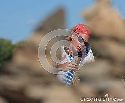 Dan Davis Stone Balancing Editorial Stock Photo