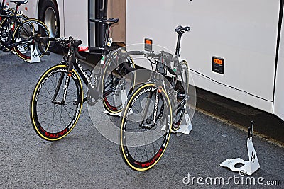 Dan Martin And Alexander kristoff Bikes Being Charged Editorial Stock Photo