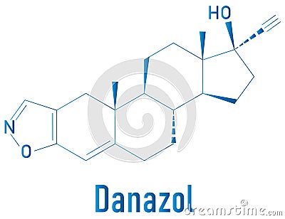 Danazol endometriosis drug molecule. Skeletal formula. Chemical Structure Vector Illustration