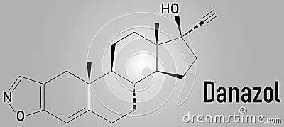Danazol endometriosis drug molecule. Skeletal formula. Chemical Structure Vector Illustration