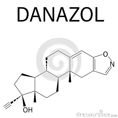 Danazol endometriosis drug molecule. Skeletal formula. Chemical Structure Vector Illustration