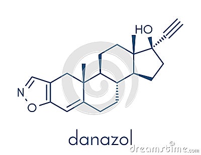 Danazol endometriosis drug molecule. Skeletal formula. Vector Illustration