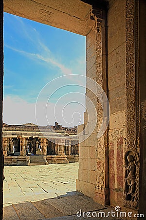 Dance area. Vittala temple complex UNESCO World Heritage site Editorial Stock Photo