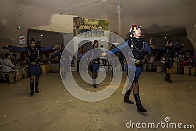 Dance artists in national Turkish costume in a restaurant Editorial Stock Photo