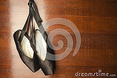 Dance Ballet Pointes Shoes on Old Vintage Background Stock Photo