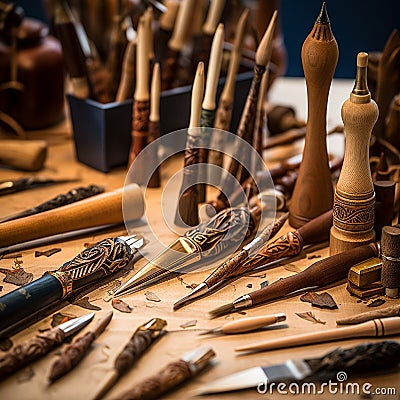 The Dance of Creation: Artisan Tools in Poetic Motion Stock Photo