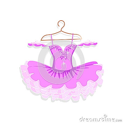 Dance dress with sparkles on a hanger Vector Illustration