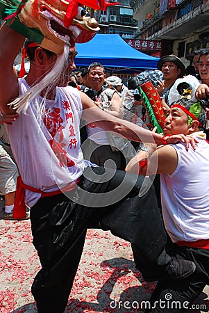 Dance in the feast of Drunken Dragon Editorial Stock Photo