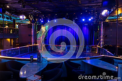 Dance floor on the nightclub of Silja Symphony car ferry Editorial Stock Photo