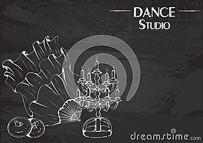 Dance line chalk belly dance accessories Vector Illustration