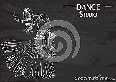 Dance line chalk tribal belly dance Vector Illustration