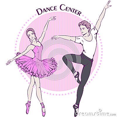 Dance line color ballet Vector Illustration