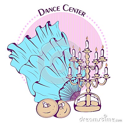 Dance line color belly dance accessories Vector Illustration